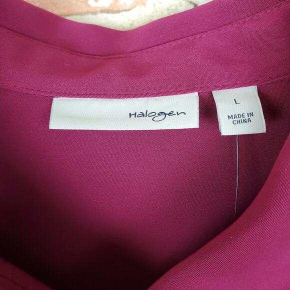 NWT Halogen Maroon Long Sleeve Button Down Top - Picture 5 of 8